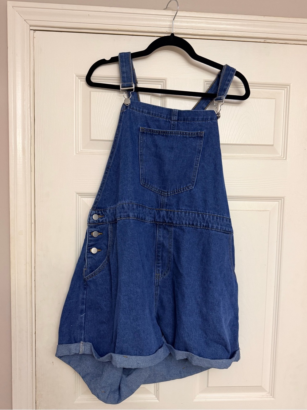 SHEIN Blue Denim Short Overalls